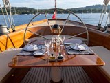 Cockpit table set for dinner